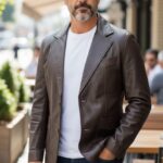 Pure lambskin leather blazer for mens