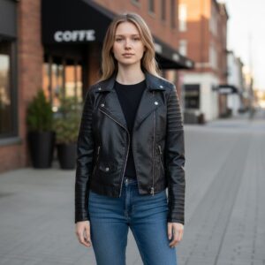 classic biker jacket for women