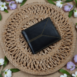 Black leather wallet for men