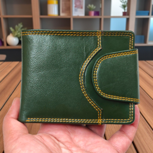 green leather RFID wallet for men