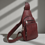 Leather crossbody chest bag for men